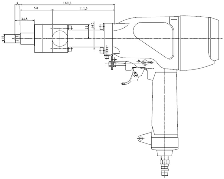 CS-110（1文字用）インパクト式エアー刻印機 寸法図1